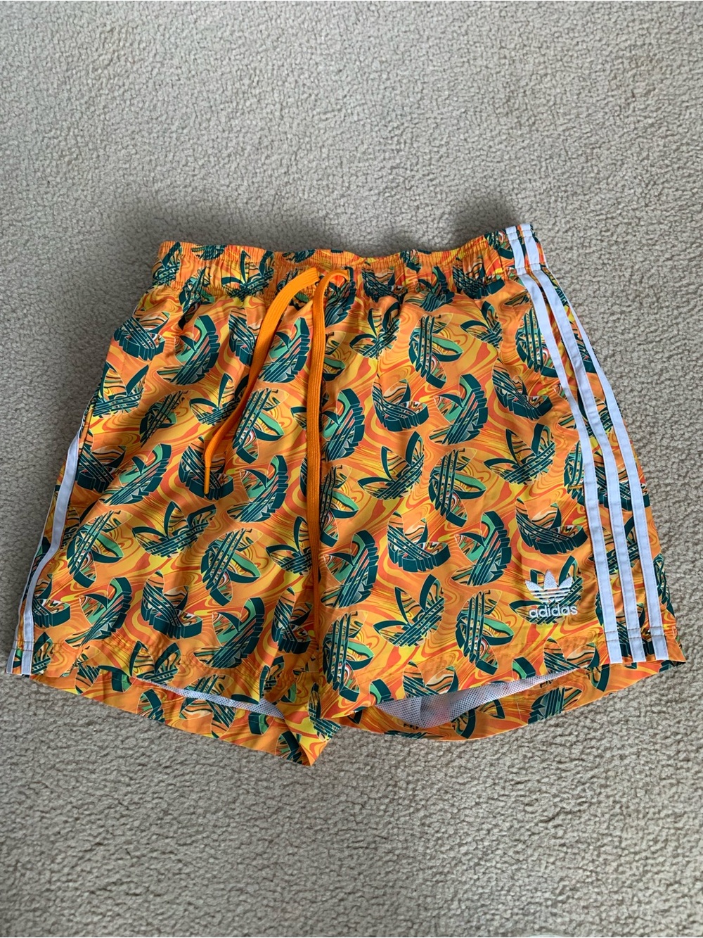 adidas Orange and Green Tropical Swim/Running Shorts